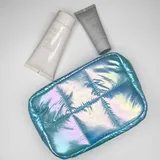 Shiny Quilted Nylon Cosmetic Bag with Mesh Pockets – view 3