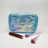 Shiny Quilted Nylon Cosmetic Bag with Mesh Pockets – view 6