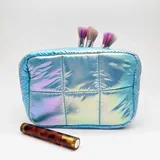 Shiny Quilted Nylon Cosmetic Bag with Mesh Pockets – view 2
