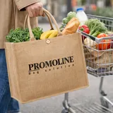 Natural Jute Shopper with Button Closure and Linen Lining – view 1