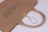 Natural Jute Shopper with Button Closure and Linen Lining – view 6