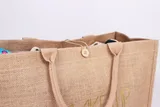 Natural Jute Shopper with Button Closure and Linen Lining – view 4