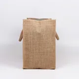 Natural Jute Shopper with Button Closure and Linen Lining – view 3