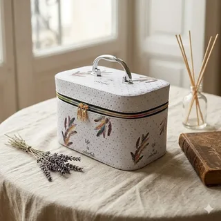 White PU Cosmetic Case with Mirror