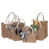 Camel Jute Tote Handbag with Hand Handles – view 1
