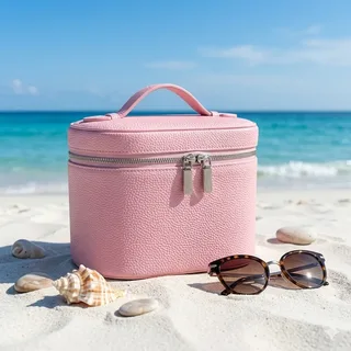 Grained PU Cylinder Makeup Bag