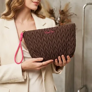 Fluffy Quilted Polyester Pouch with Braided Handle