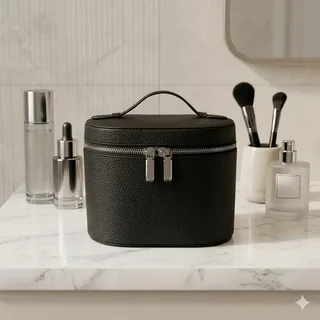 Barrel PU Leather Cosmetic Case
