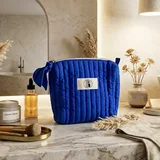 Blue Vertical-Quilt Cotton Toiletry Case – view 6
