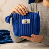 Blue Vertical-Quilt Cotton Toiletry Case – view 2