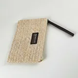 Natural Straw Cosmetic Bag with Zipper – view 2