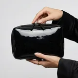 Black Glossy Patent PU Makeup Bag – view 3