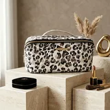 Leopard Print PU Makeup Bag with Handle – view 1