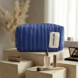 Royal Blue Pleated Polyester Makeup Bag – view 2