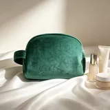 Green Velvet Makeup Bag with Side Loop – view 1