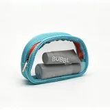 Sky Blue Clear PVC Makeup Bag with Mesh Trim – view 2