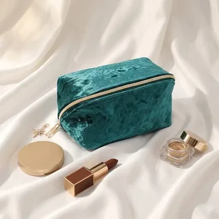 Green Crushed Velvet Mini Makeup Case