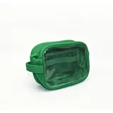 Emerald Clear PVC Makeup Bag with Green Trim – view 2