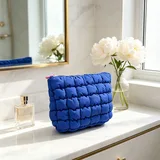 Royal Blue Bubble Quilted Cotton Makeup Bag – view 2