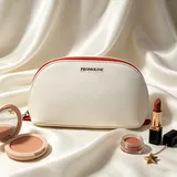 White and Red PU Half-Moon Makeup Bag – view 2