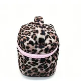 Pink Leopard Velvet Makeup Case with Handle – view 2
