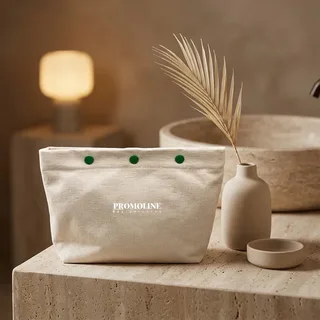 Green Canvas Makeup Bag with Snap Button