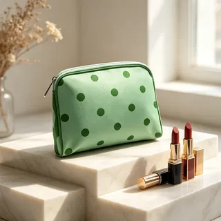 Mint Green Sheer Polka Dot Makeup Bag