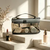 Smoke Gray Clear PVC Toiletry Bag with Handle – view 1