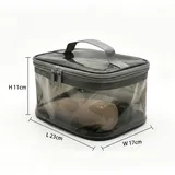 Smoke Gray Clear PVC Toiletry Bag with Handle – view 2