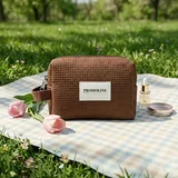 Waffle Cotton Cosmetic Bag with Side Handle – view 1