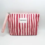 Striped Canvas Drawstring Makeup Bag with Wrist Strap – view 2