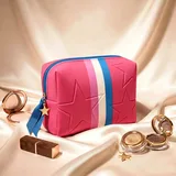 Pink Star Embossed Neoprene Makeup Bag with Handle – view 1
