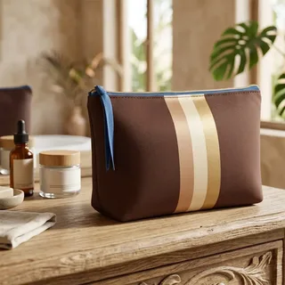 Colorblock Stripe Neoprene Makeup Bag