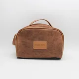 Brown Faux Suede Makeup Bag with Brush Holder – view 2