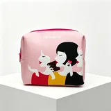 Pink Neoprene Makeup Bag with Illustration – view 1