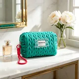 Turquoise Quilted Nylon Makeup Bag – view 1