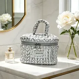 Silver Quilted Nylon Makeup Train Case – view 1