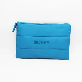 Blue Oxford Cloth Flat Makeup Pouch
