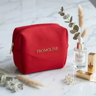 Red Neoprene Box-Shape Makeup Pouch