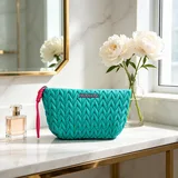 Teal Woven Texture Cosmetic Bag – view 1