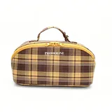 Brown Plaid Canvas Pouch with Handle – view 2