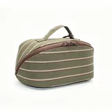 Olive Striped Canvas Pouch with Top Handle – view 2