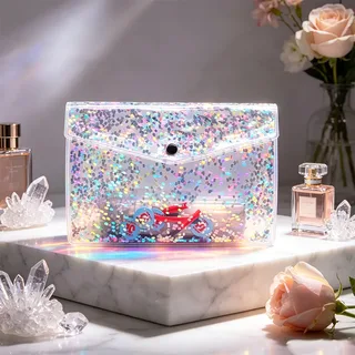 Holographic Glitter Clear PVC Cosmetic Bag