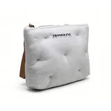 White Tufted Velvet Cosmetic Pouch – view 2