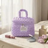 Quilted Knitted Nylon Cosmetic Case with Handle – view 1