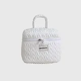 White Quilted Nylon Cosmetic Case with Handle – view 2