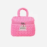 Pink Quilted Nylon Cosmetic Case with Handle – view 2