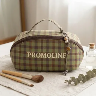 Vintage Plaid Canvas Cosmetic Bag