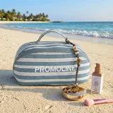 Blue Striped Canvas Cosmetic Bag – view 1