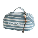 Blue Striped Canvas Cosmetic Bag – view 2